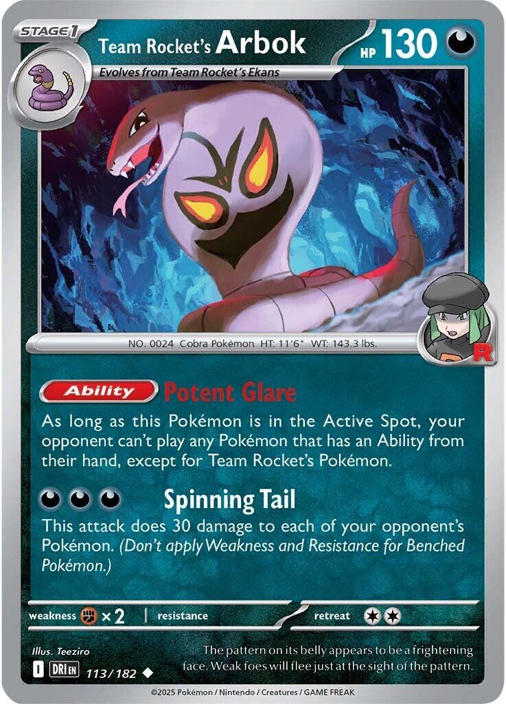 Team Rocket's Arbok #113 Pokemon Destined Rivals