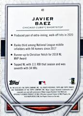 Back | Javier Baez Baseball Cards 2021 Topps Tribute