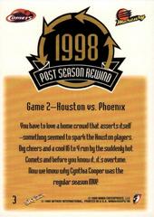 Back Of Card | Houston Vs. Phoenix Basketball Cards 1999 Hoops WNBA