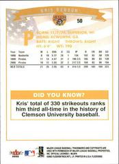 Back | Kris Benson Baseball Cards 2002 Fleer