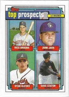 1992 Top Prospects 1st Basemen: Rico Brogna / John Jaha / Ryan Klesko / Dave Staton
