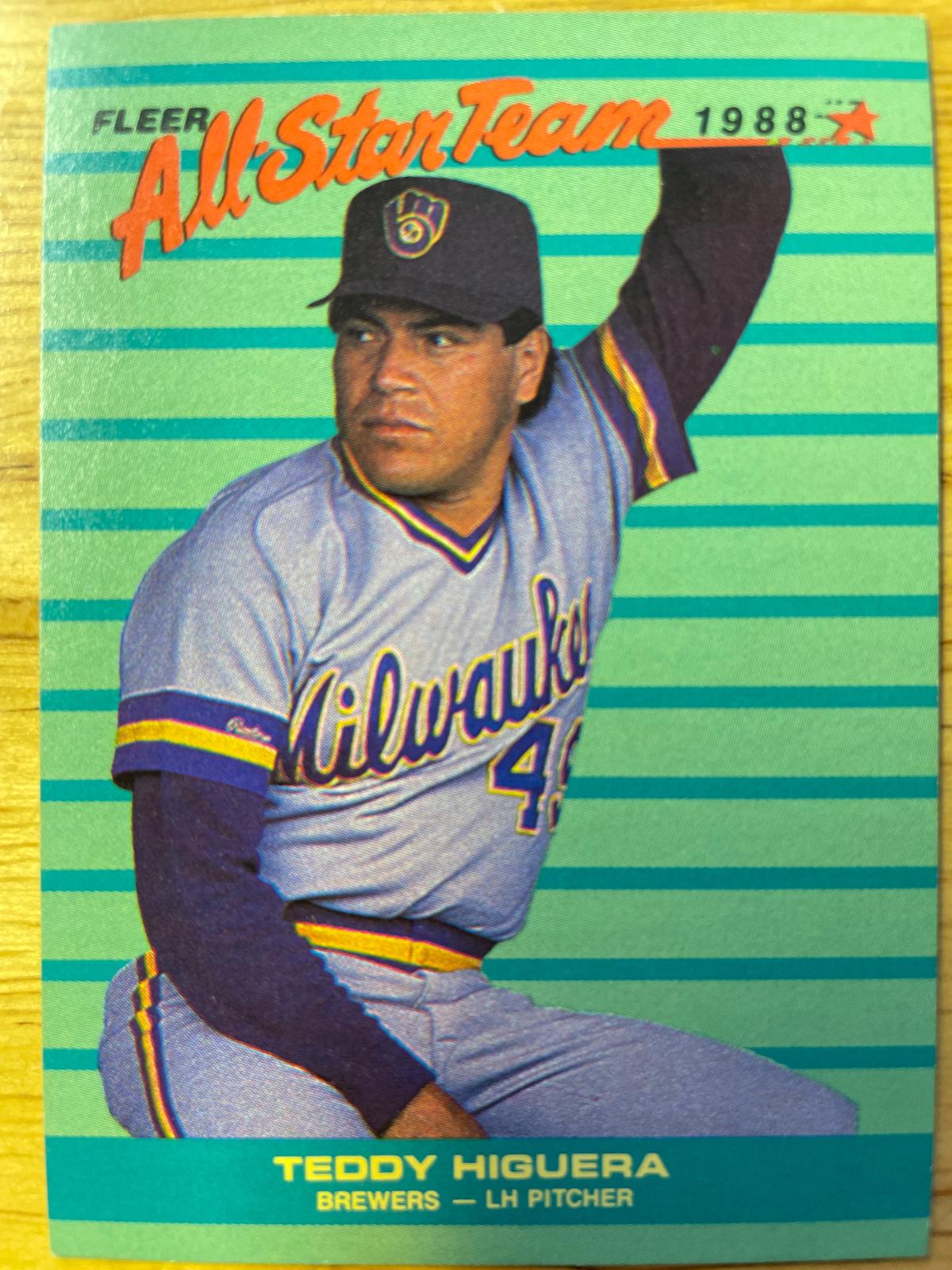 All Star Team Teddy Higuera #3 Baseball Cards 1988 Fleer All Stars