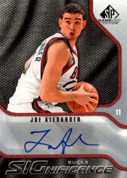 Joe Alexander #S-JO 2009-10 SP Game Used Basketball SIGnificance