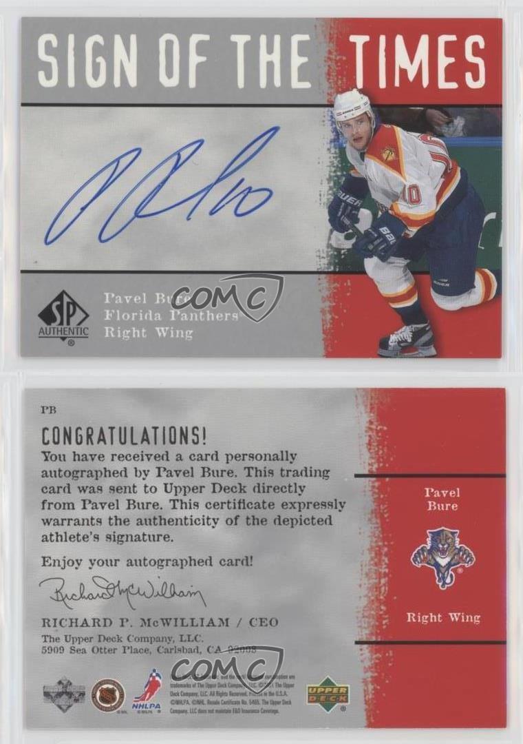 SP Authentic #PB Hockey Cards 2001 SP Authentic Sign of the Times