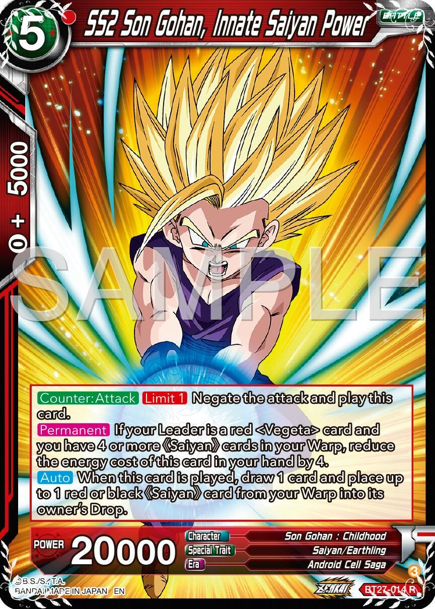SS2 Son Gohan, Innate Saiyan Power BT27-014 Dragon Ball Super: History of Z
