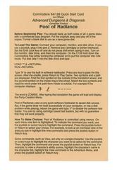 Quick Start Card | Advanced Dungeons & Dragons Pool of Radiance Commodore 64