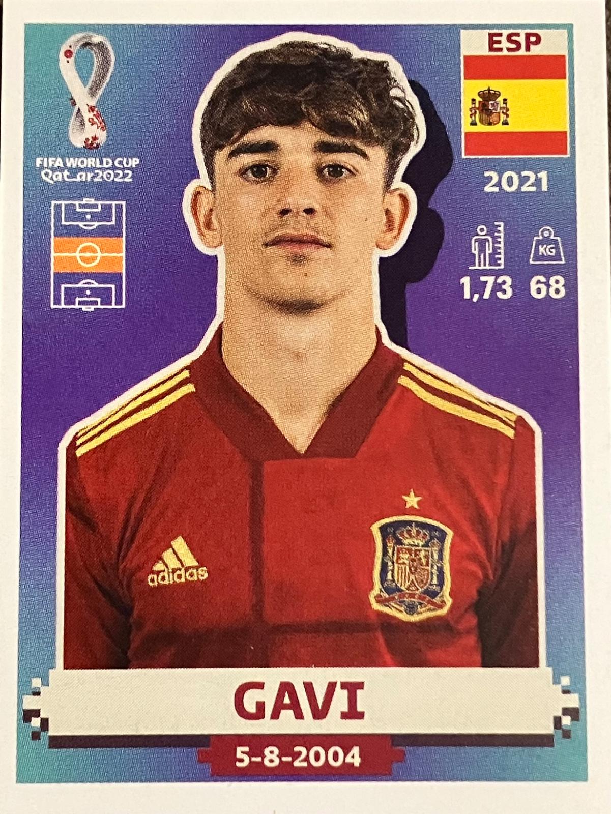 Gavi #ESP10 Soccer Cards 2022 Panini World Cup Qatar Stickers