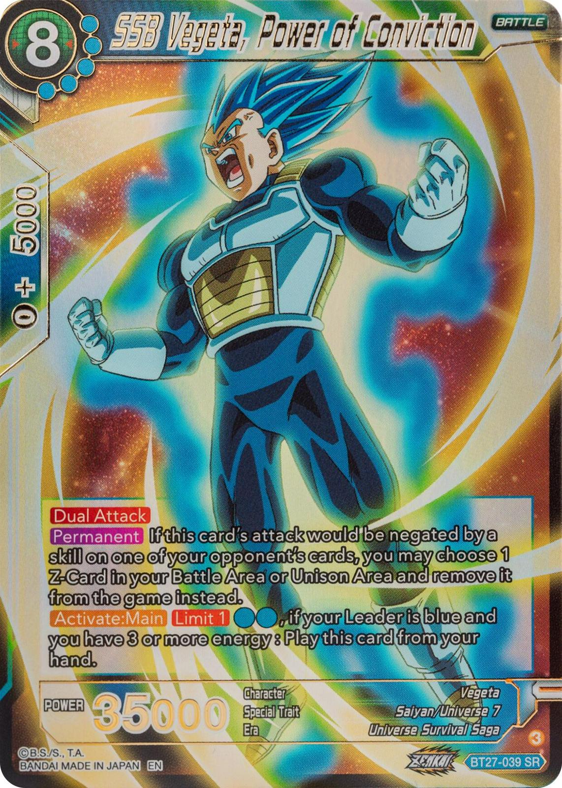 SSB Vegeta, Power of Conviction BT27-039 Dragon Ball Super: History of Z