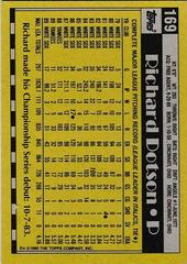 Back Of Card | Richard Dotson Baseball Cards 1990 Topps