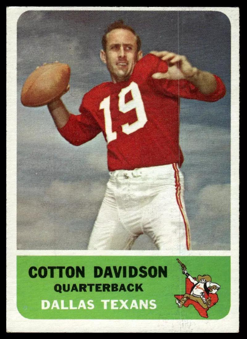 Cotton Davidson #24 Football Cards 1962 Fleer