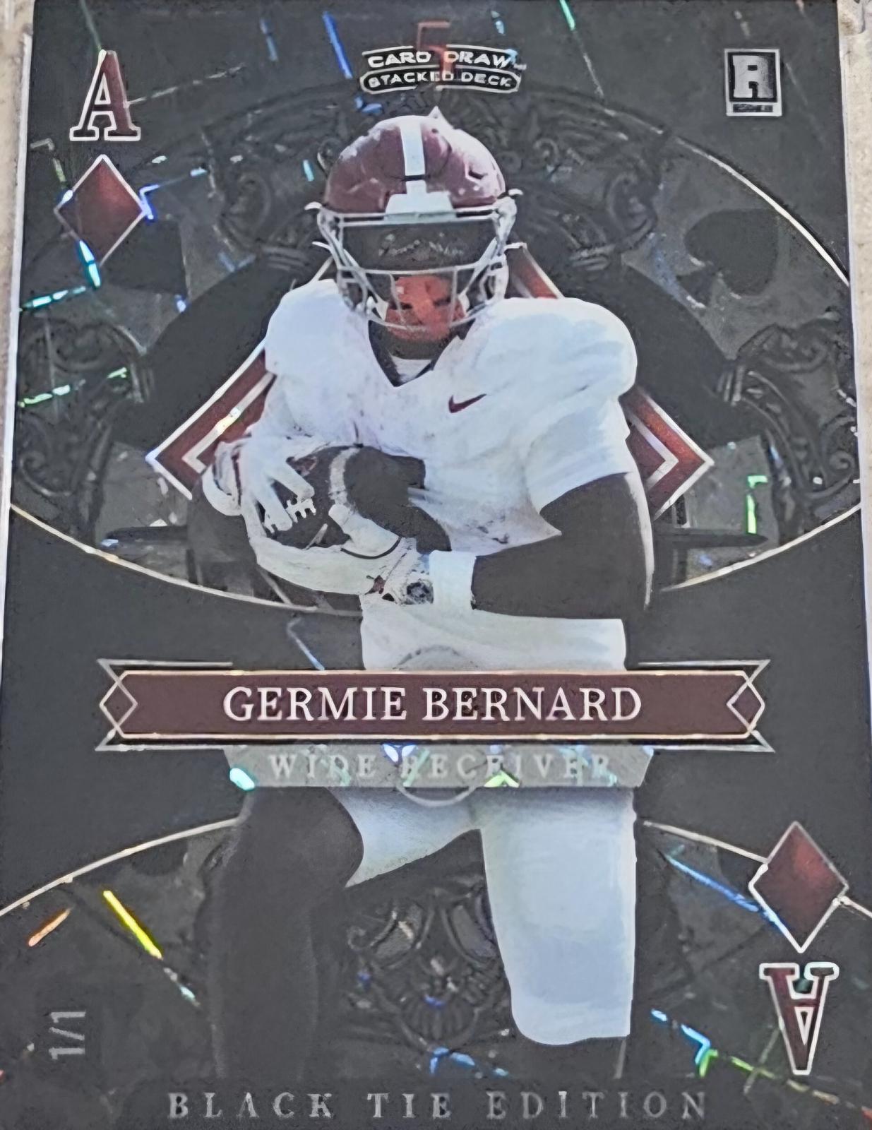 Germie Bernard #SDPD-GBN 2026 Wild Card 5 Card Draw Stacked Deck Breakers Brick Black Tie Football