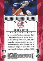 Back | Derek Jeter [Red] Baseball Cards 2008 Upper Deck Spectrum Jeter Retrospectrum