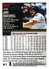 Back Of Card | Jeff Bagwell Baseball Cards 2000 Topps