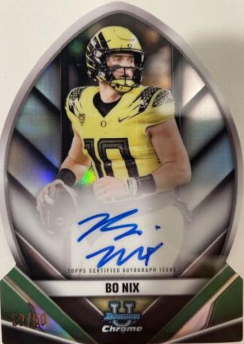 Bo Nix #FOFA-BN Football Cards 2023 Bowman Chrome University Future of Autographs