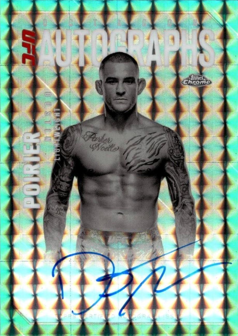 Carte Autographe Dustin Poirier 2025 Topps Chrome UFC - Parallèle Violet Géométrique /10