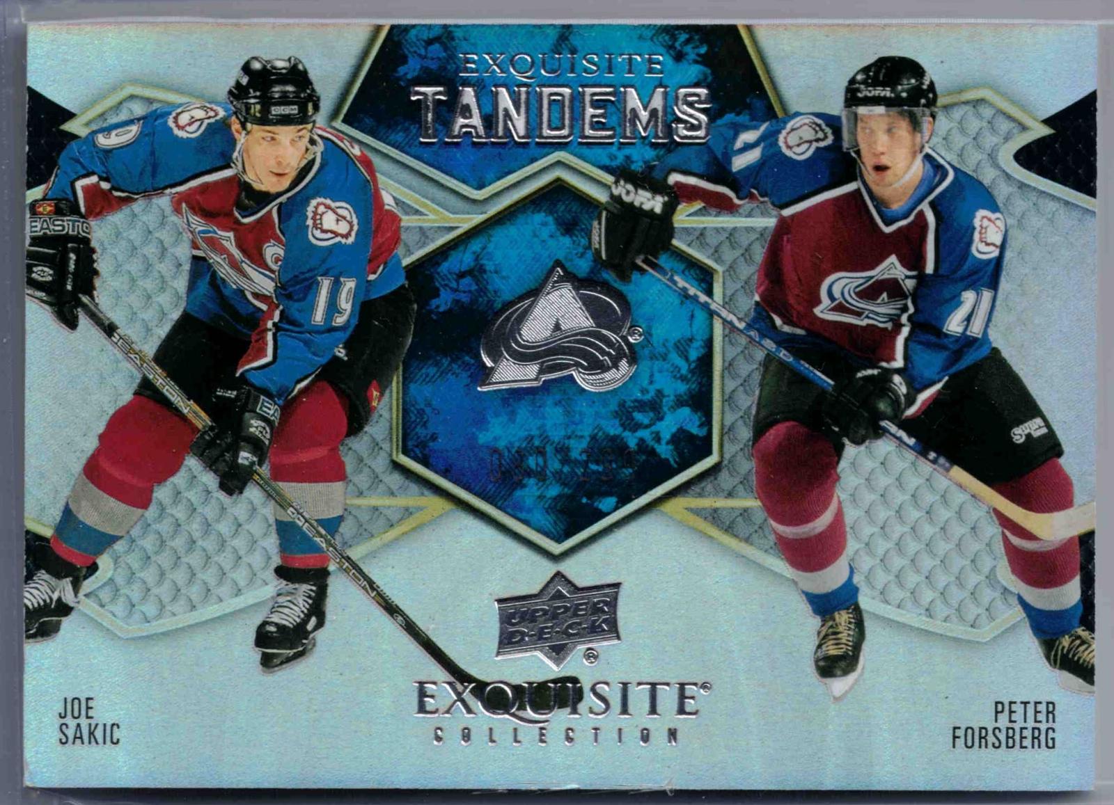 Joe Sakic / Peter Forsberg #ET-SF Hockey Cards 2023 Upper Deck Black Diamond Exquisite Collection Tandem