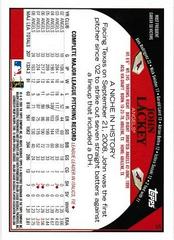 Back Of Card | John Lackey Baseball Cards 2009 Topps