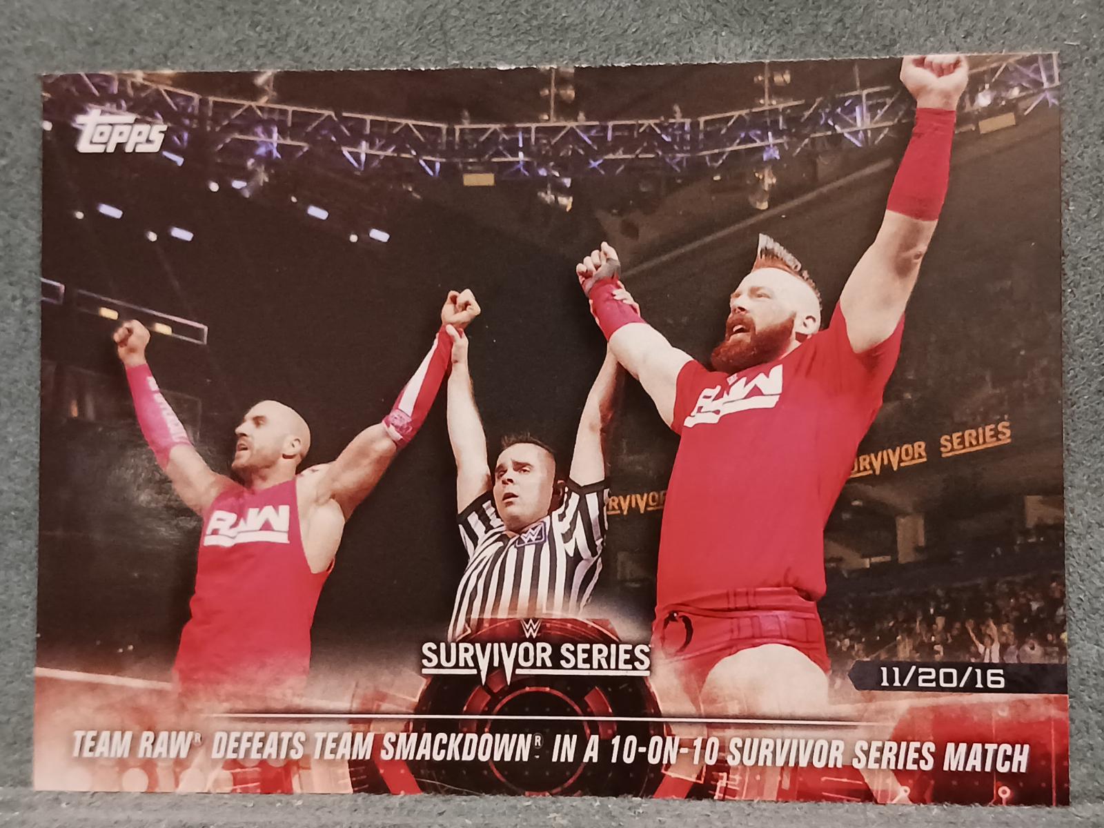 Team Raw Defeats Team SmackDown in a 10 on 10 Survivor Series Match #7 Wrestling Cards 2018 Topps WWE Road To Wrestlemania