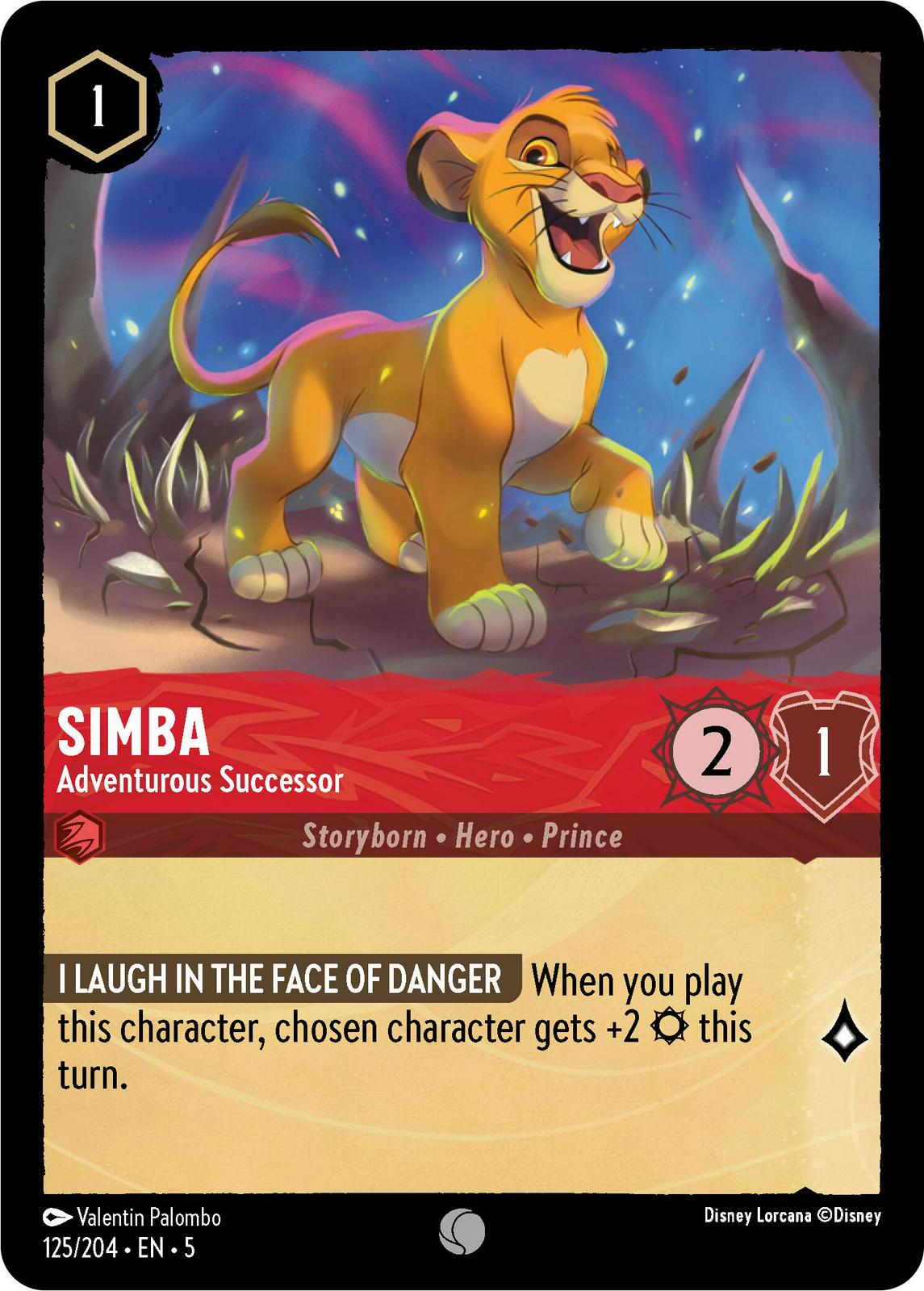 Simba - Adventurous Successor #125 Lorcana Shimmering Skies