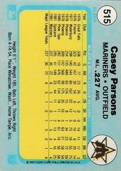 Back Of Card | Casey Parsons Baseball Cards 1982 Fleer