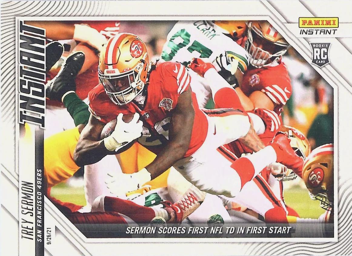 Trey Sermon #40 Football Cards 2021 Panini Instant NFL
