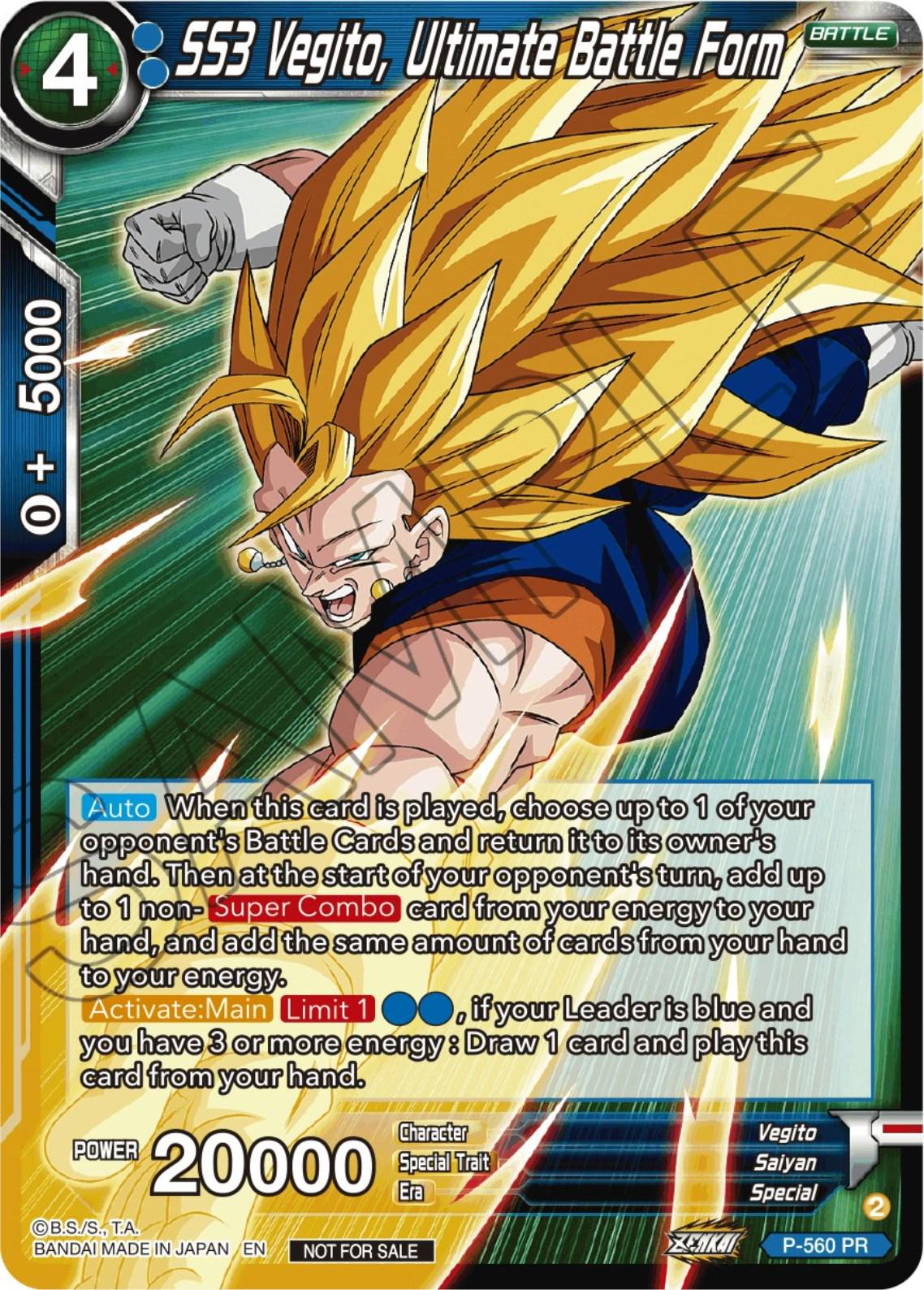 SS3 Vegito, Ultimate Battle Form P-560 Dragon Ball Super Divine Multiverse Release Promos