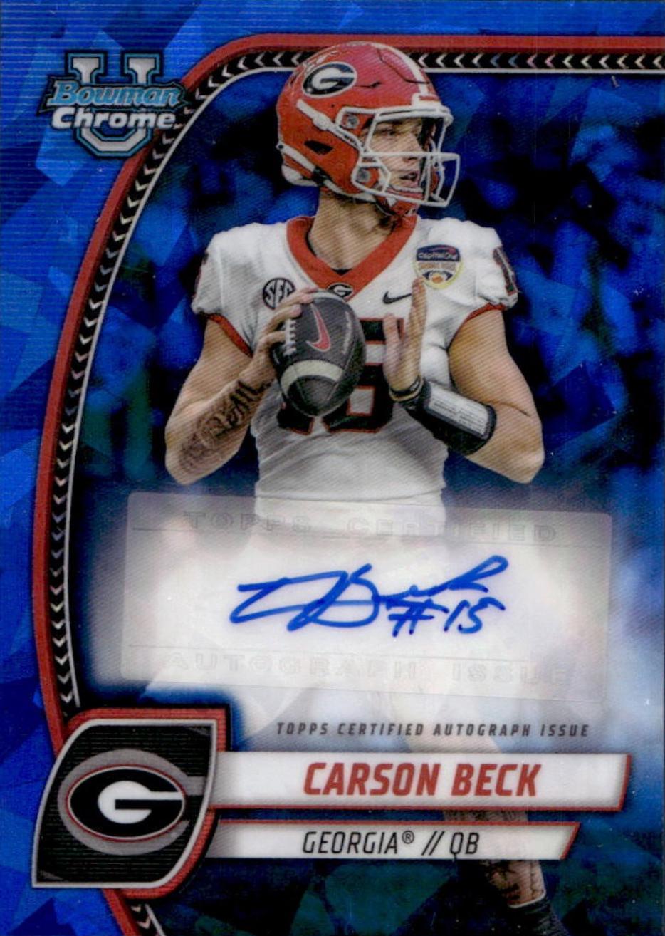 Carson Beck #PA-CBE 2024 Bowman Chrome University Sapphire Prospect Autograph Football