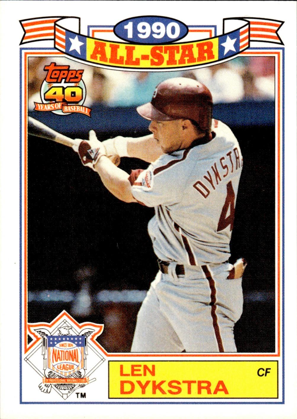 Len Dykstra #18 Baseball Cards 1991 Topps All Star Glossy Set of 22
