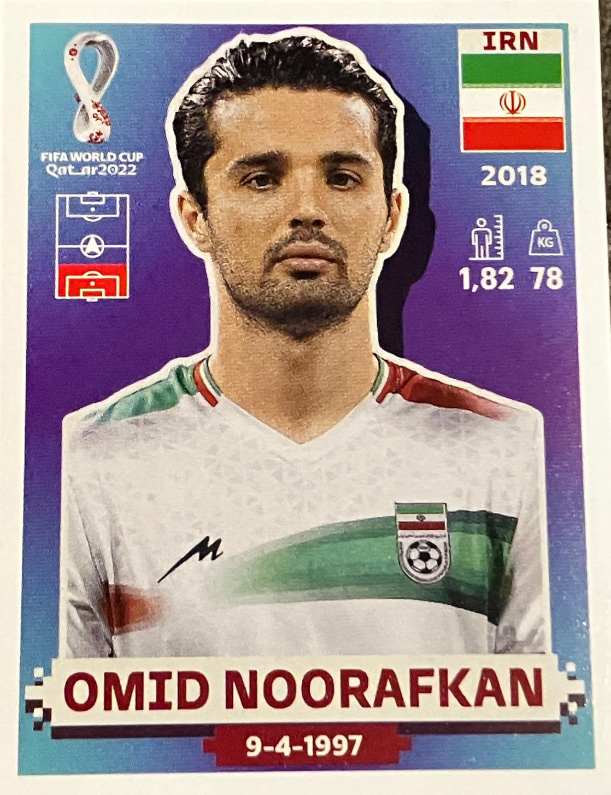 Omid Noorafkan #IRN11 2022 Panini World Cup Qatar Stickers Soccer