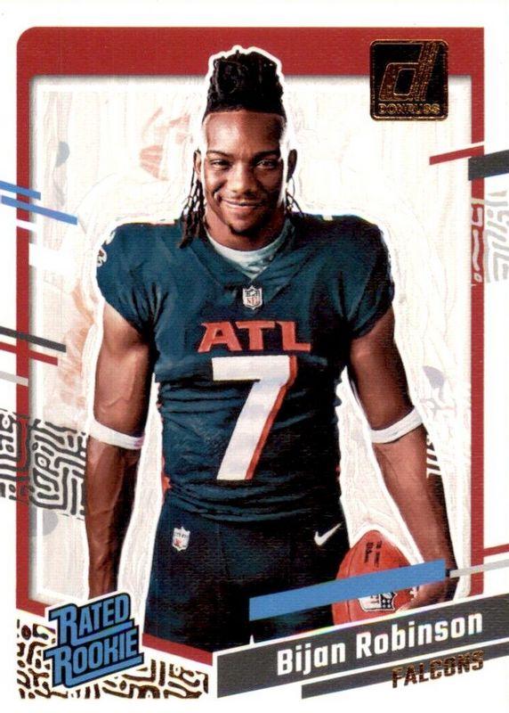 Bijan Robinson #4 Football Cards 2023 Panini Donruss Rated Rookies Portrait