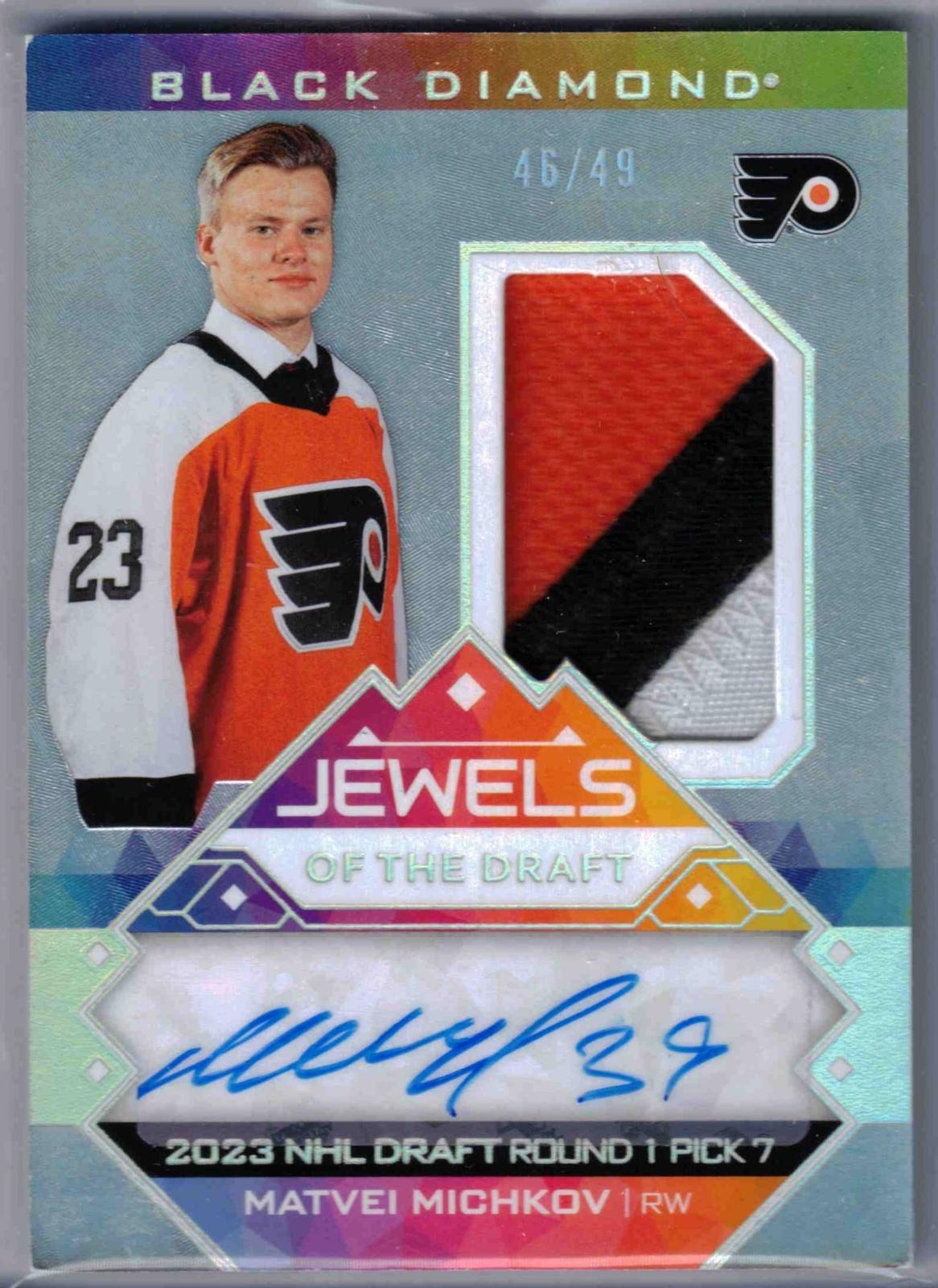 Matvei Michkov #JD-MM Hockey Cards 2024 Upper Deck Black Diamond Jewels of the Draft Rookie