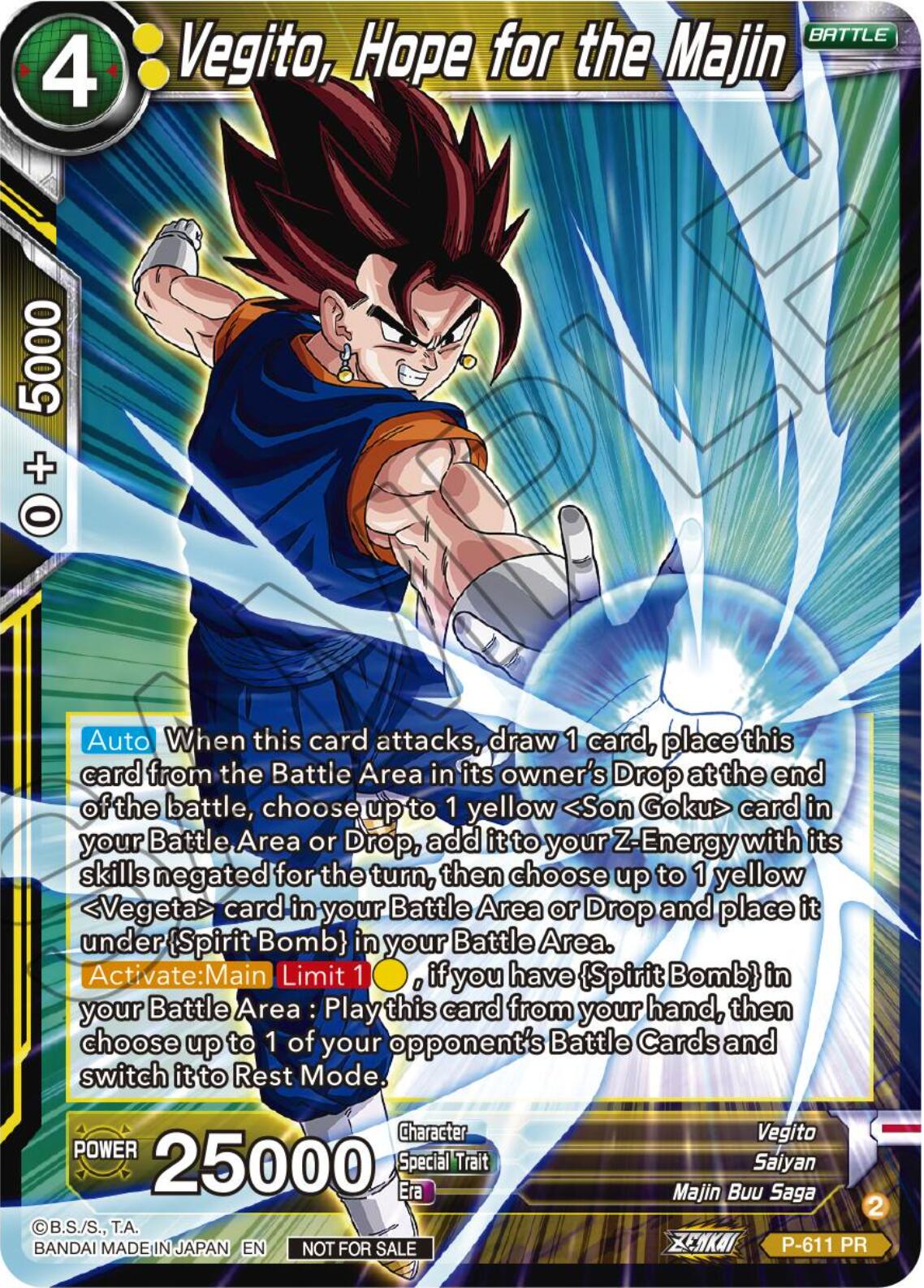 Vegito, Hope for the Majin P-611 Dragon Ball Super Divine Multiverse Release Promos