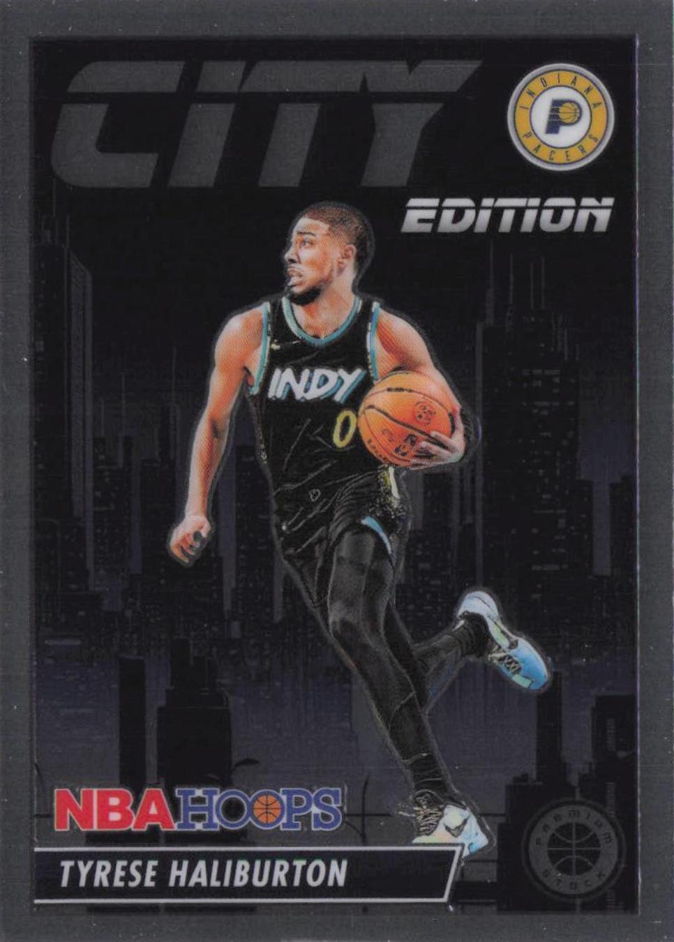 Tyrese Haliburton #8 Basketball Cards 2023 Panini Hoops Premium Stock City Edition