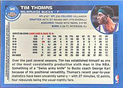 Back | Tim Thomas Basketball Cards 2002 Topps Chrome