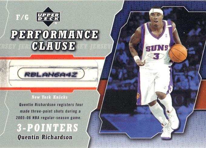 Quentin Richardson #PCJ-QR 2005 Upper Deck Performance Clause Jersey Basketball
