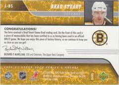 Back Of Card | Brad Stuart Hockey Cards 2006 Upper Deck Game Jersey