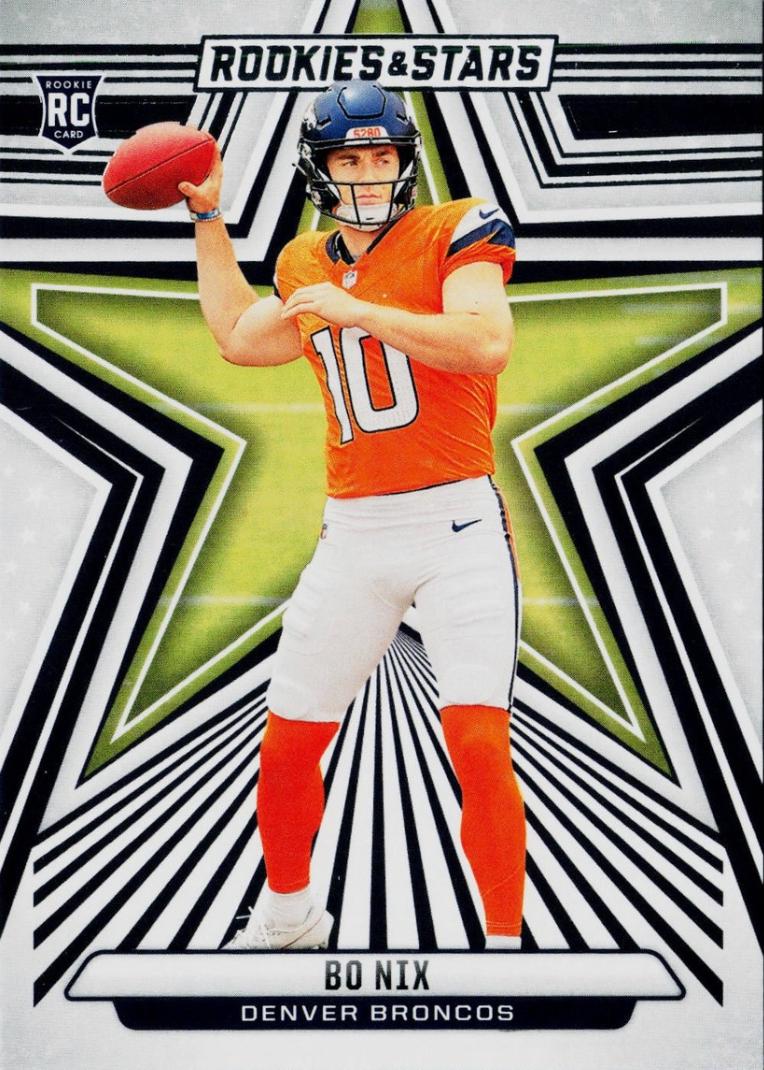 bo nix graded rookie card Bo Nix 2023-24 Leaf Prized Denver Broncos/Oregon Ducks Rookie Card 1st Graded 10