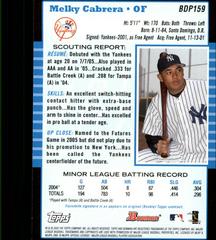 Back | Melky Cabrera Baseball Cards 2005 Bowman Draft Picks