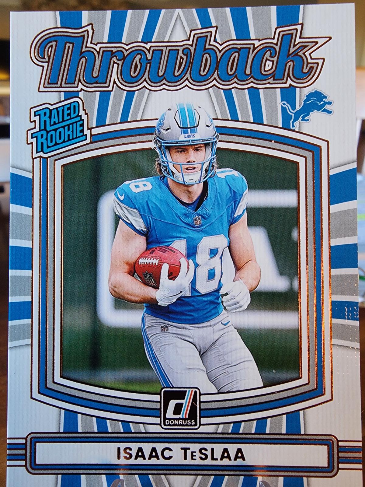 Isaac TeSlaa #22 2025 Panini Donruss Rated Rookie Throwback Football
