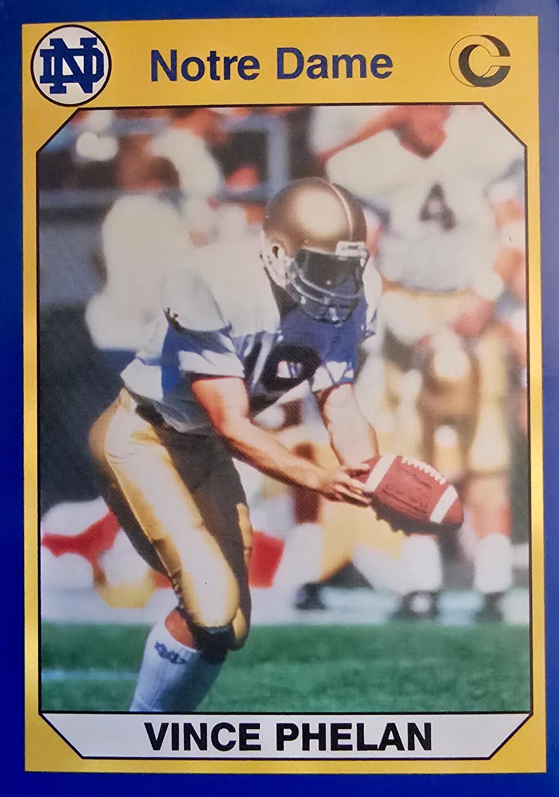 Vince Phelan #8 Football Cards 1990 Notre Dame Collegiate Collection