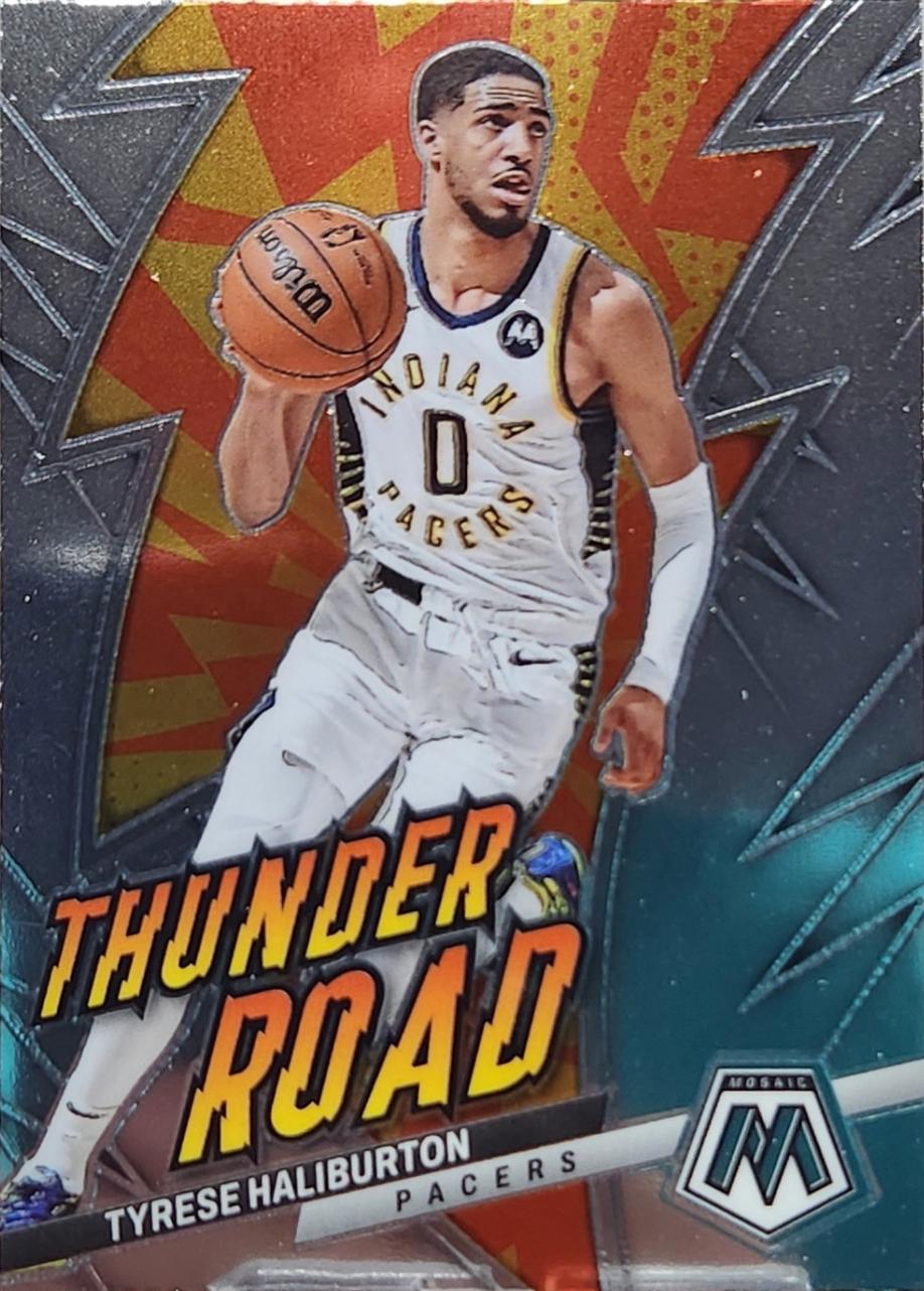 Tyrese Haliburton #3 Basketball Cards 2022 Panini Mosaic Thunder Road