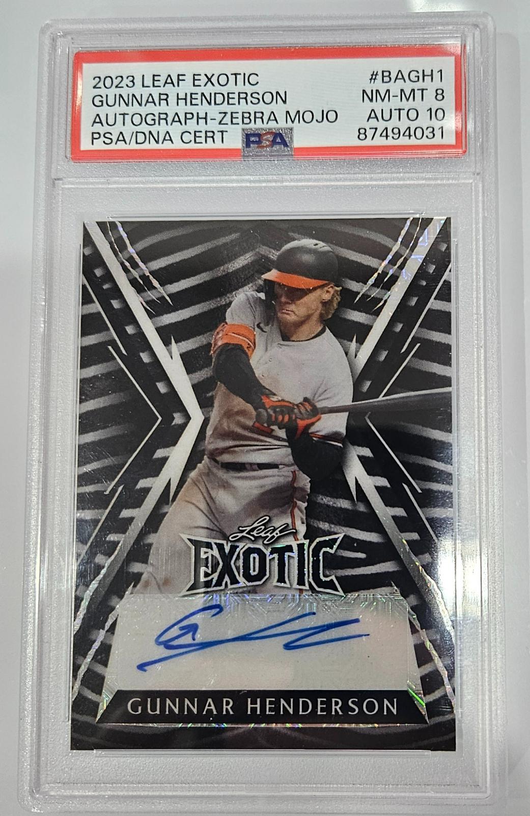 Gunnar Henderson #BA-GH1 Baseball Cards 2023 Leaf Exotic Autograph Zebra Mojo