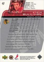 Back Of Card | Steve Sullivan Hockey Cards 2002 Upper Deck