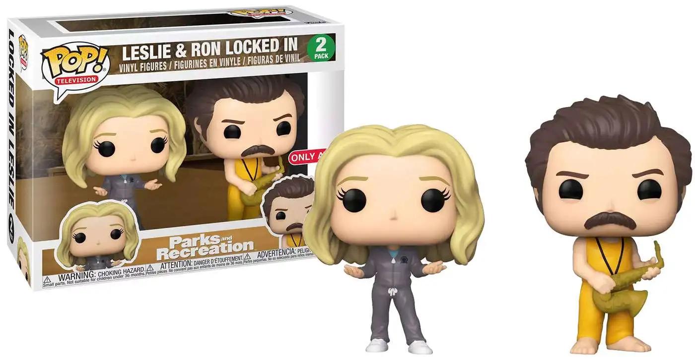 Leslie & Ron Locked In 2 Pack Parks and Recreation Funko Pop box and figure