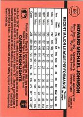 Back Of Card | Howard Johnson Baseball Cards 1990 Donruss