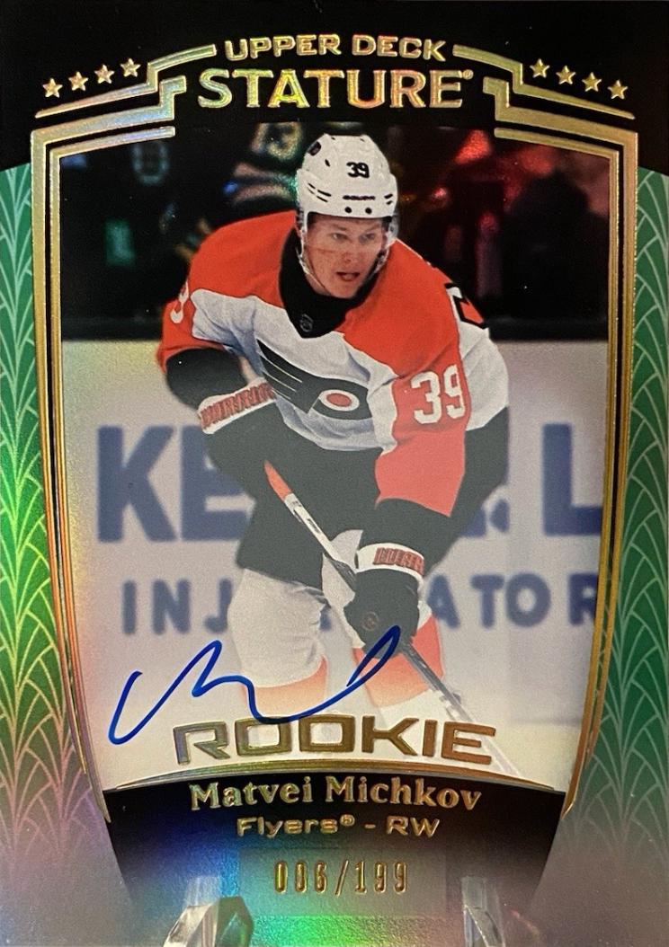 Matvei Michkov [Green Autograph] #32 Prices | 2024 Upper Deck Stature ...
