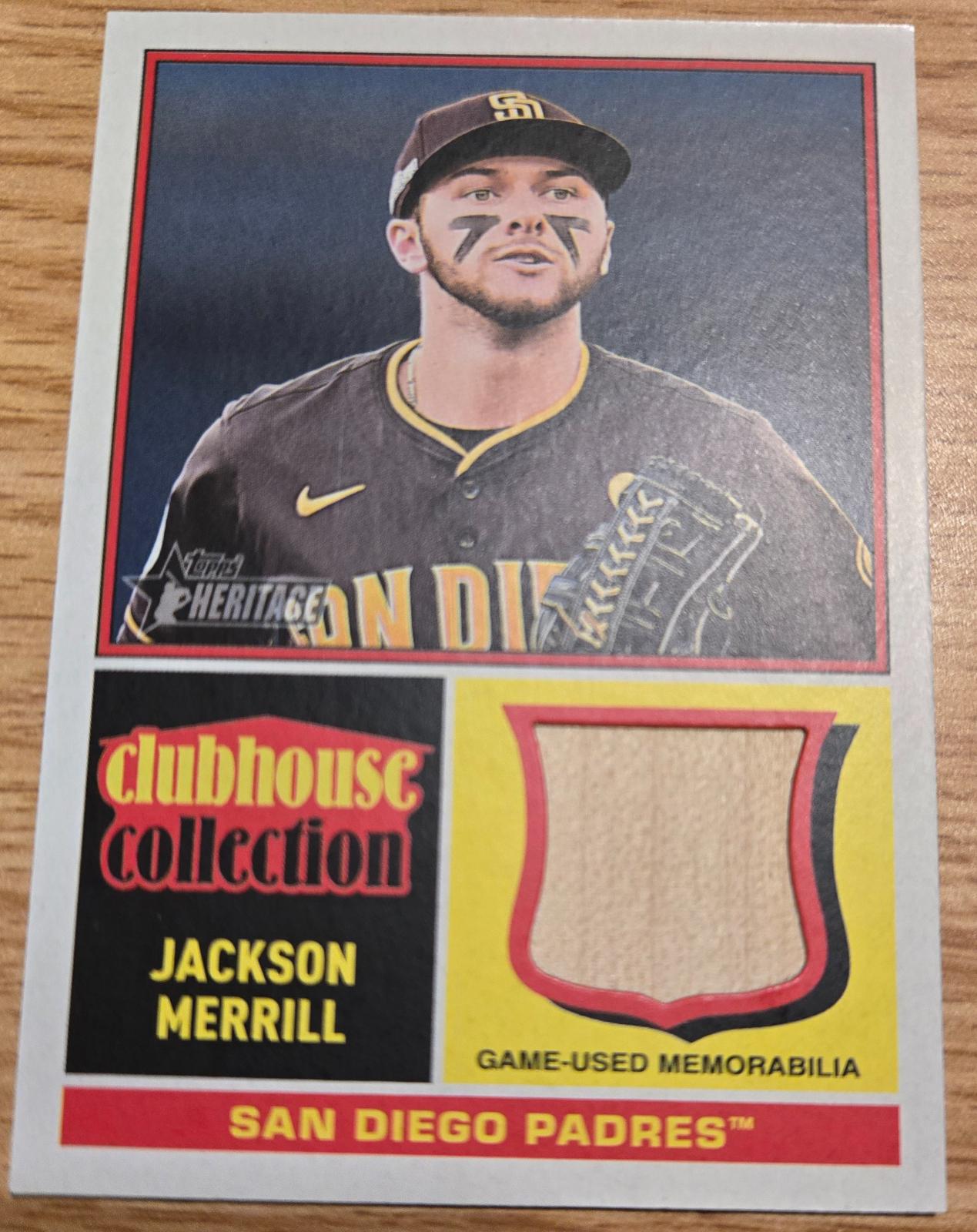 Jackson Merrill #CCR-JME Baseball Cards 2025 Topps Heritage Clubhouse Collection Relic