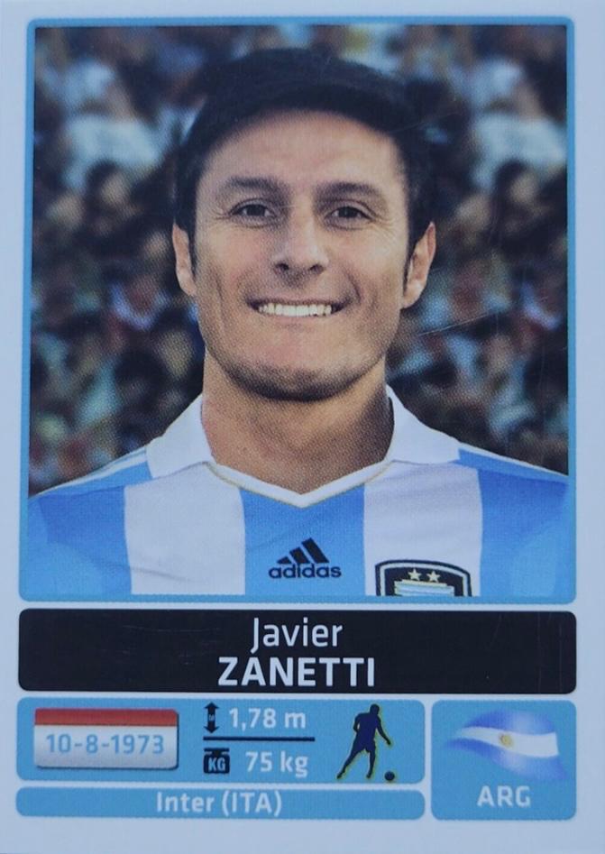 Javier Zanetti #30 Soccer Cards 2011 Panini Copa America Argentina Sticker