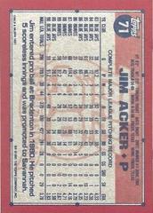 Back Of Card | Jim Acker Baseball Cards 1991 Topps