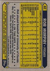 Back Of Card | Rob Murphy Baseball Cards 1987 Topps